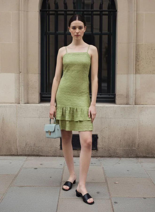 Freehand  Women Fit and Flared Textured Spaghetti Strap Neck Sleeveless Mini Dress for Women | Best Price UAE